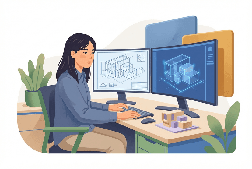 CADオペレーターの仕事イラスト