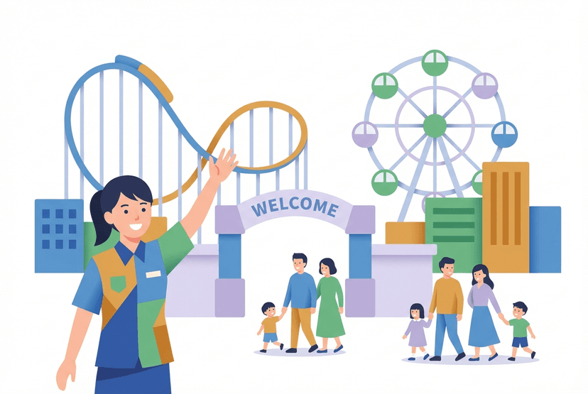 テーマパークスタッフの仕事イラスト