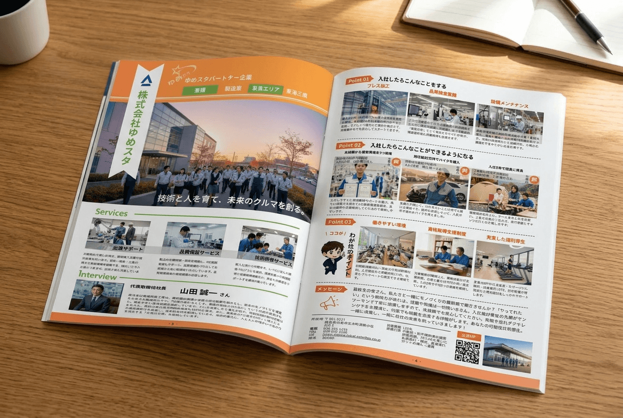 ゆめマガの企業紹介見開きページ