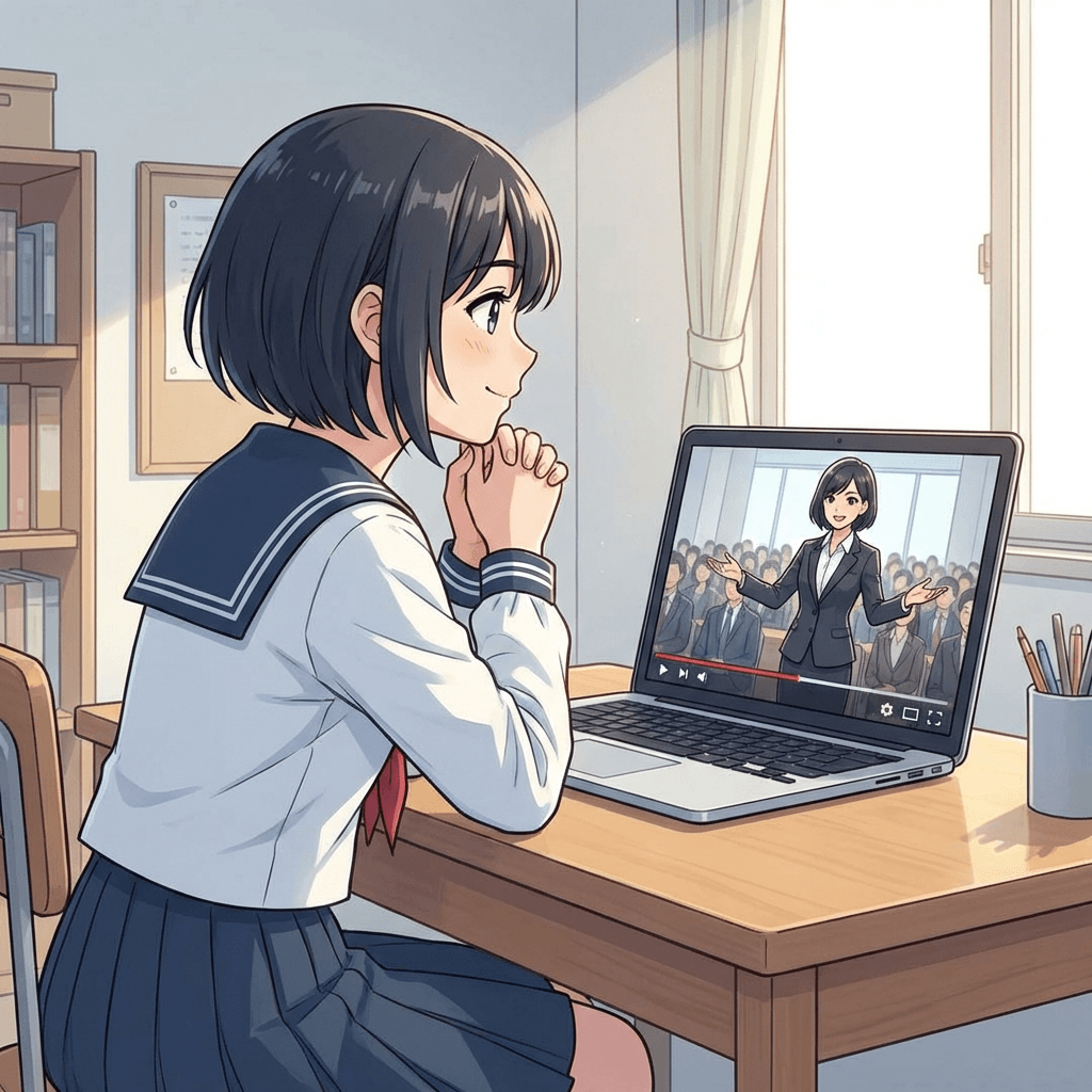 自己投影しやすい - 採用動画を見つめる学生