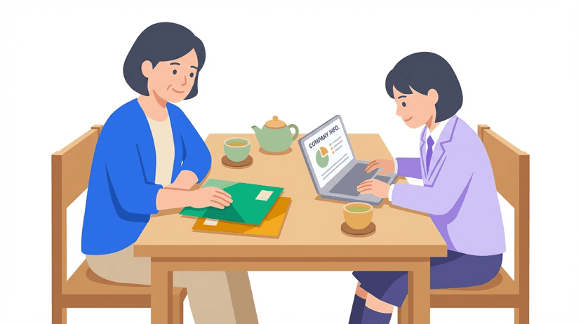 保護者と高校生が一緒にキャリアを考えるイラスト