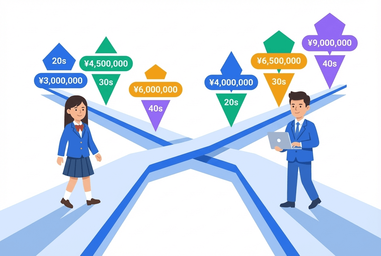 高卒と大卒の年収差データ比較
