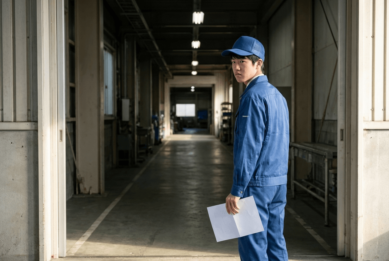 不安を抱えて職場を去ろうとする若手社員