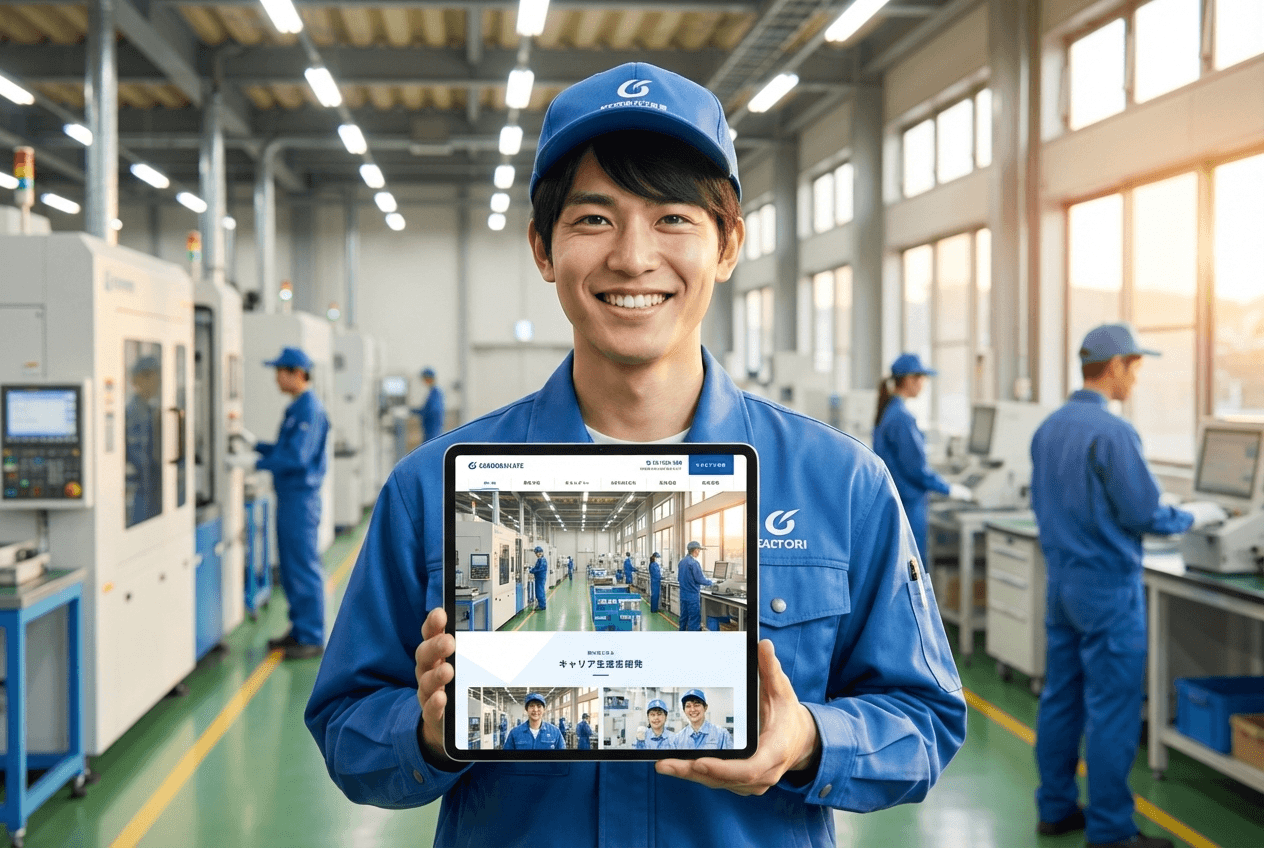 HPで見た職場と同じ環境で笑顔で働く若手社員