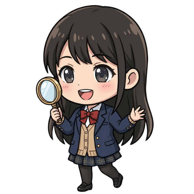 虫眼鏡を持つ高校生