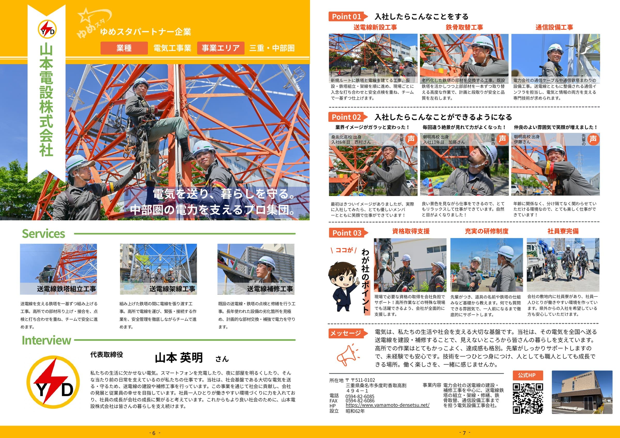 見開き1組で1社分。左で会社を知り、右で「入社したらこんなことをする/こんなことができるようになる」を見せます